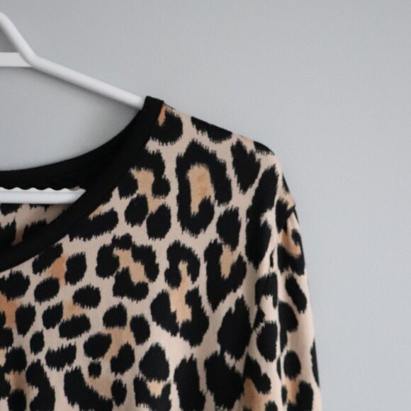 Kate Spade Leopard Print Black Medium 2-Piece Henley Jogger Pj Lounge Set - Picture 6 of 15